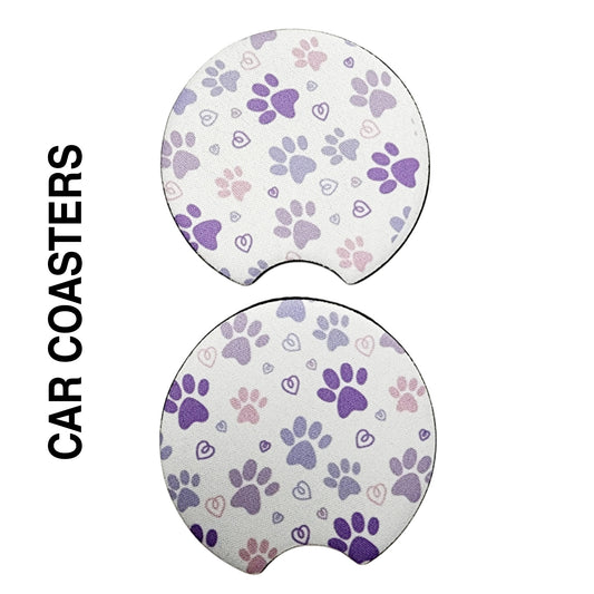 CAR COASTERS - PAW PRINTS