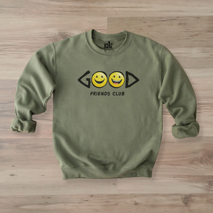Good Friends Club Sweatshirt - Cozy Crewneck Graphic Sweater for Women & Friendship