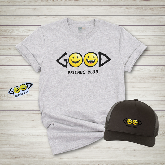 Good Friends Club Bundle - Tee, Trucker Hat & Sticker Gift Set