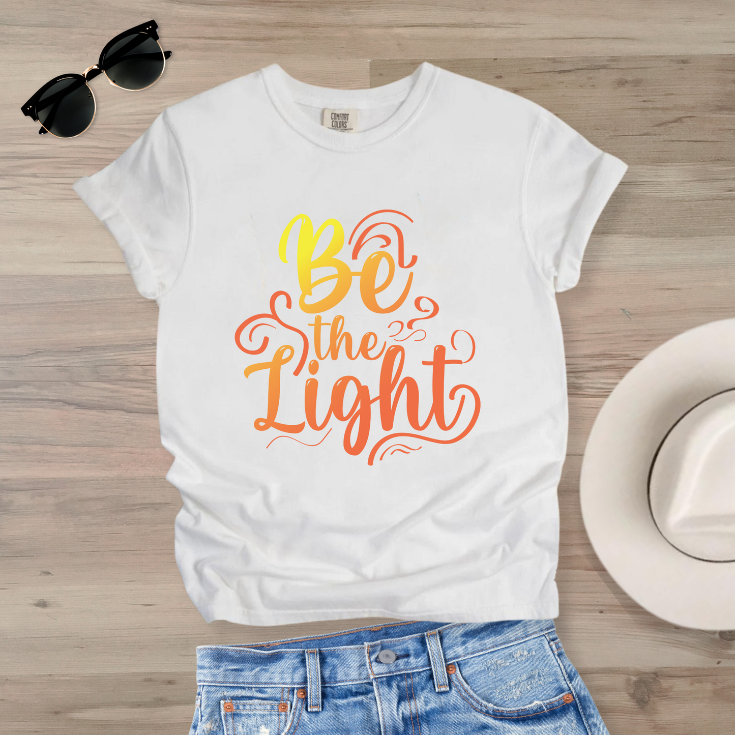 Be the Light Swirl Tee - Vintage Color-Washed Comfort Colors Shirt for Women