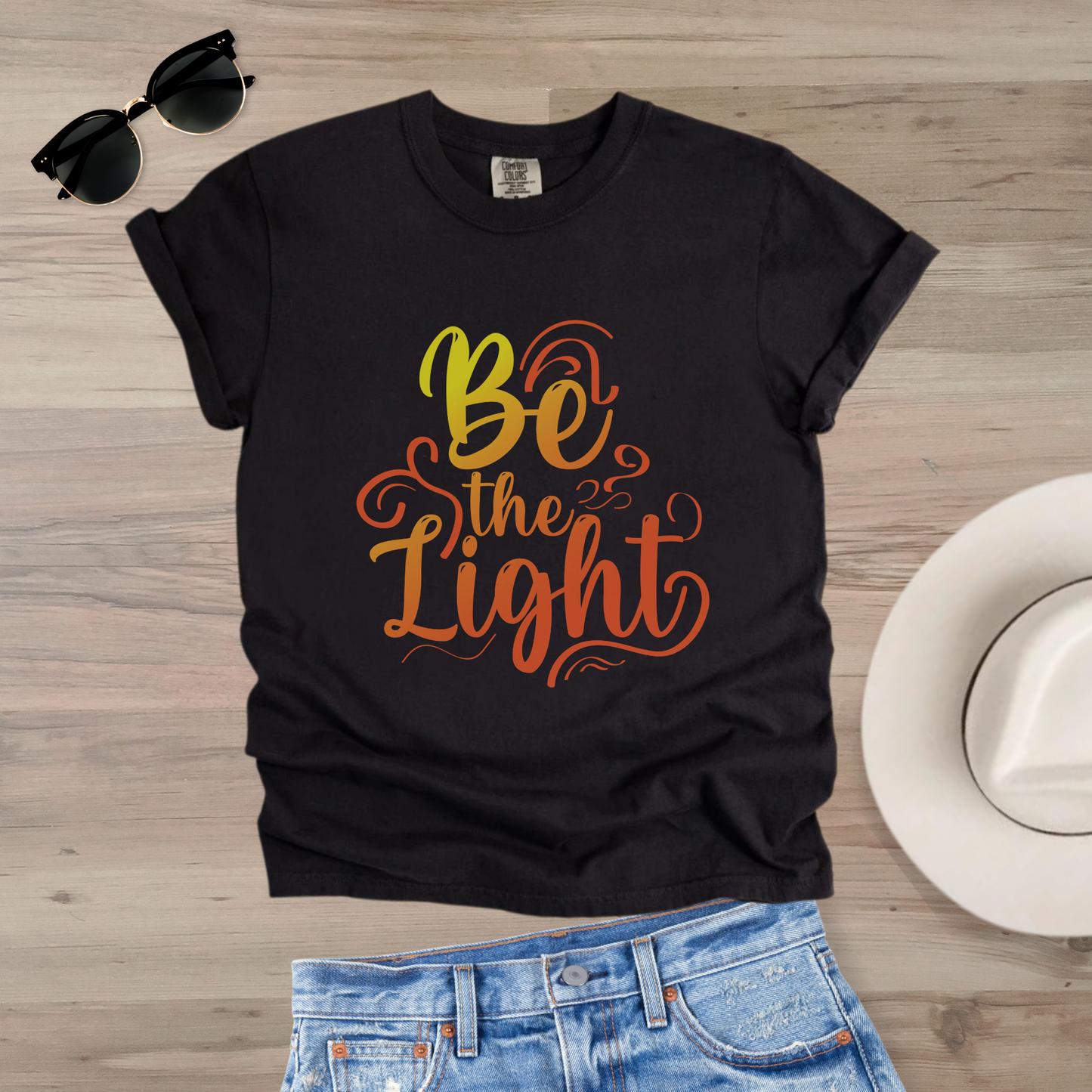 Be the Light Swirl Tee - Vintage Color-Washed Comfort Colors Shirt for Women