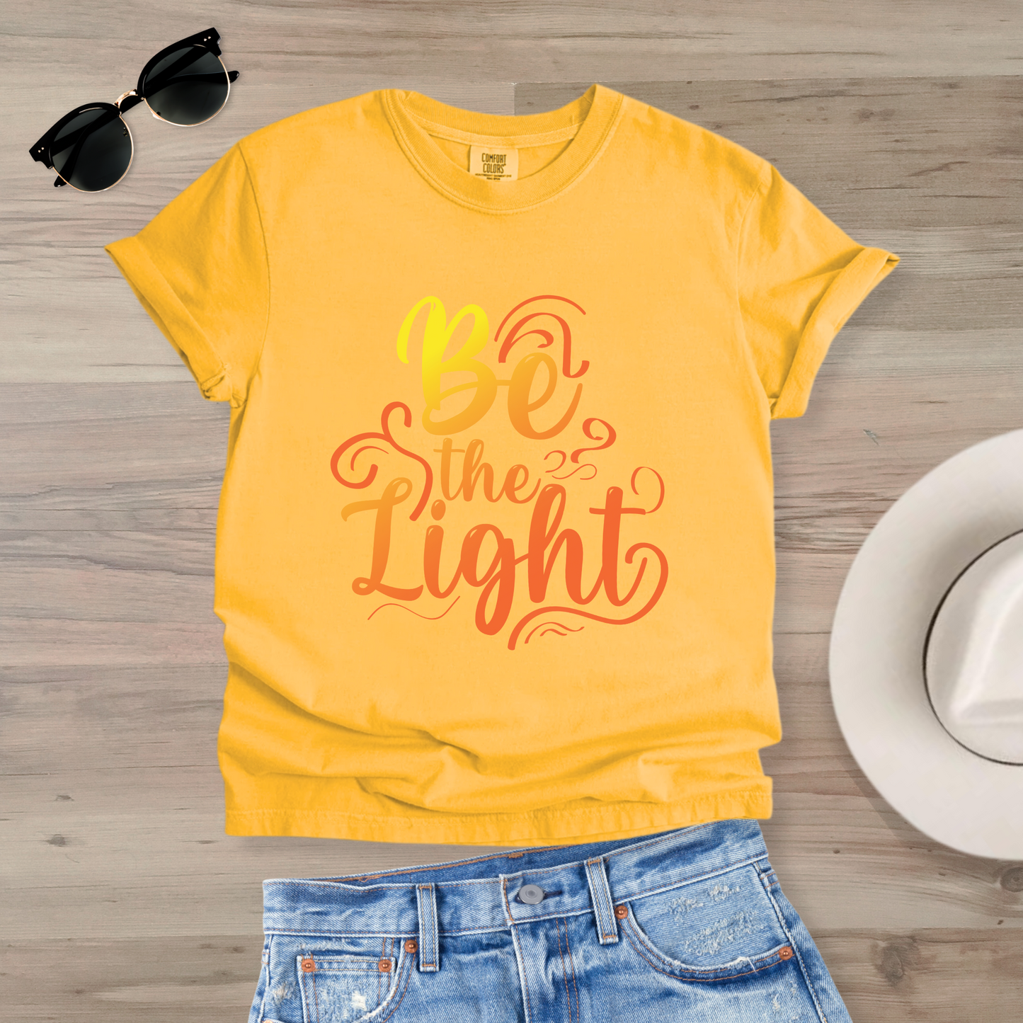Be the Light Swirl Tee - Vintage Color-Washed Comfort Colors Shirt for Women