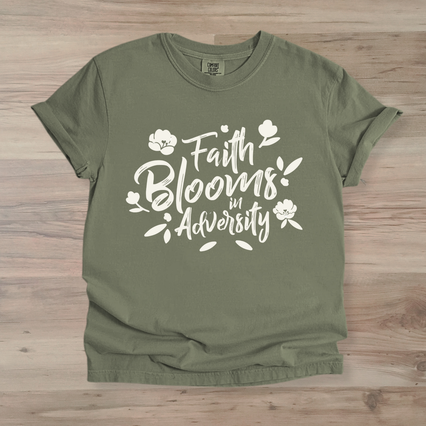 Faith Blooms in Adversity T-Shirt - Inspirational Christian Graphic Tee for Women