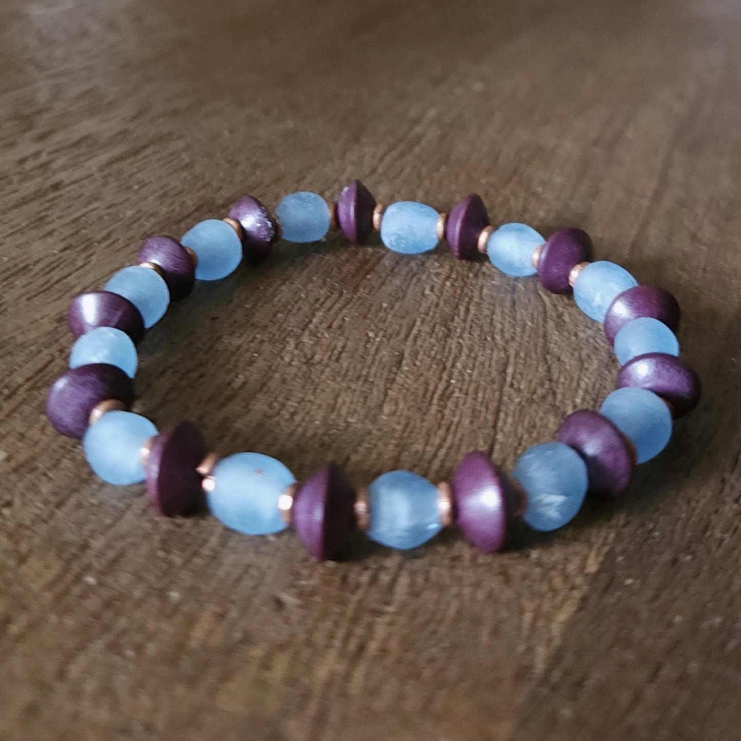 BURGUNDY & DUSTY BEADED BRACELET