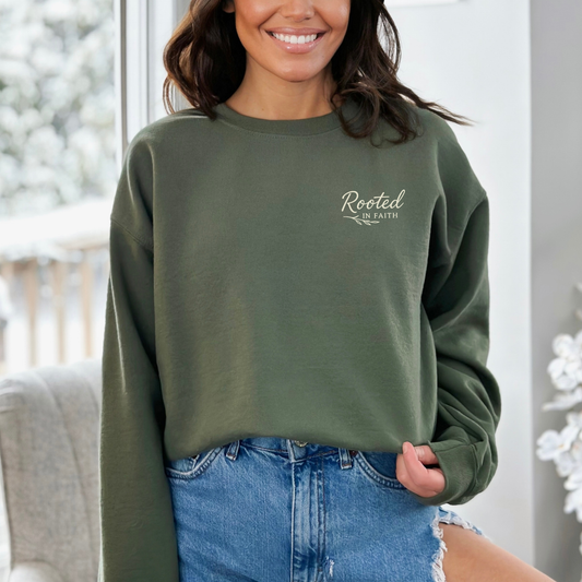 Rooted in Faith Sweatshirt - Cozy Crewneck for Everyday Strength