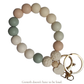 Quiet Bloom Wristlet Keychain - Teardrop Beaded Key Holder with Floral Accent