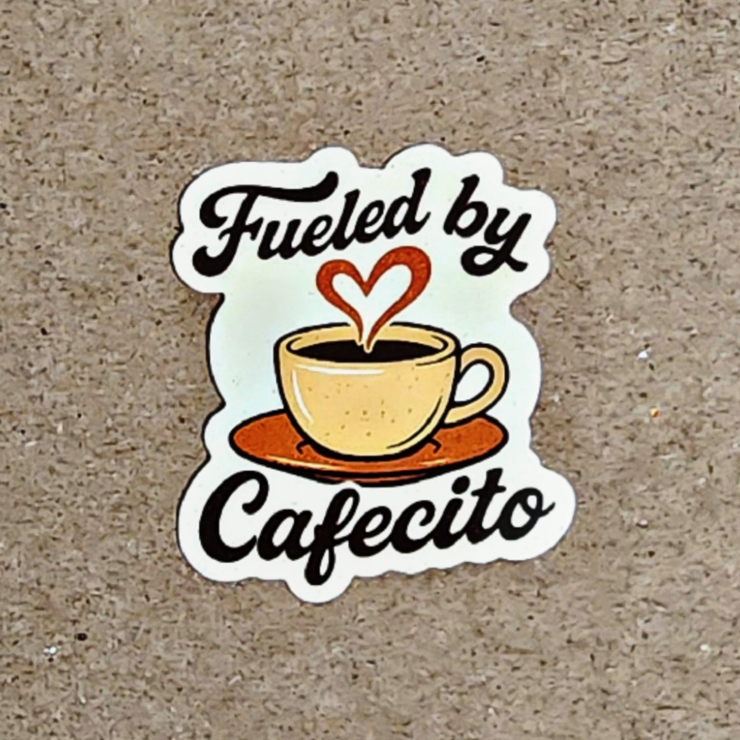 Fueled by Cafecito Sticker - 2" Retro Coffee Lover Vinyl Decal