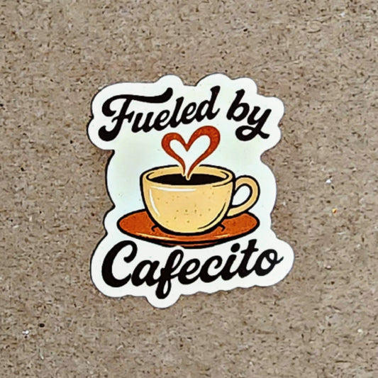 Fueled by Cafecito Sticker - 2" Retro Coffee Lover Vinyl Decal